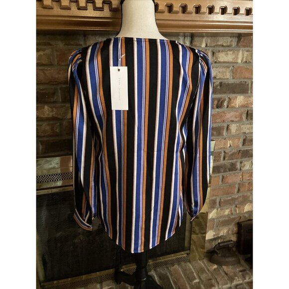 lush striped V-neck blouse Size Small NWT Bold Colors - Picture 5 of 8